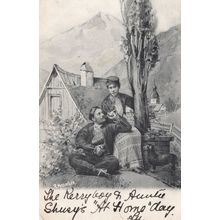 R.Mosinger Man Smoking Blowing Smoke to Lady German Artist Antique Postcard