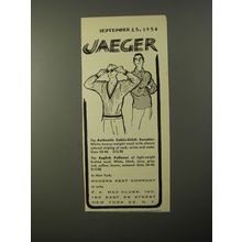 1954 Jaeger Cable-Stitch and English Pullover Sweaters Advertisement