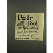 1956 Little, Brown Book Advertisement - Death of a fool by Ngaio Marsh