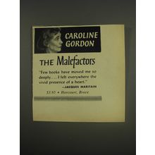 1956 Harcourt, Brace Book Advertisement - The Malefactors by Caroline Gordon