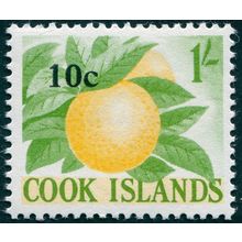 Cook Islands 1967 10c on 1s Oranges SG214 MNH