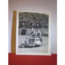 2 YOUNG MEN ON A VESPA SCOOTER? reg no SPF 999 small photograph 1950s =