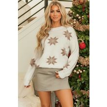 White Snowflake Christmas Tunic Sweater