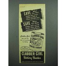 1944 Clabber Girl Baking Powder Ad - Save When You Buy