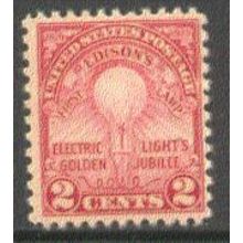 655 2c Edison's First Lamp Barely Clears MNH Q0730