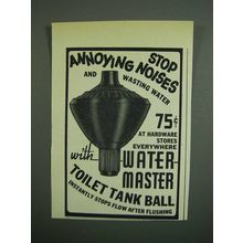 1953 Water-Master Toilet Tank Ball Ad - Stop Noises