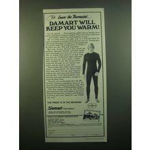 1980 Damart Thermawear Ad - Lower the Thermostat