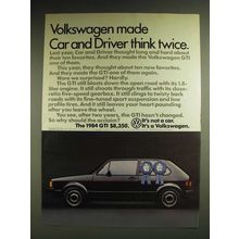 1984 Volkswagen GTI Ad - Volkswagen made Car and Driver think twice