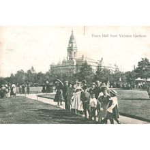 Portsmouth Town Hall Victoria Gardens Antique Racial Postcard