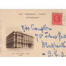 The Lord Warden Hotel Dover Frederick Hotel Lettercard Postcard