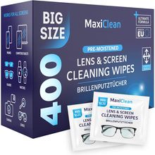 Glasses Wipes Lens Cleaner - Lens Wipes for Eyeglasses - 400 Pre-Moistened Indiv