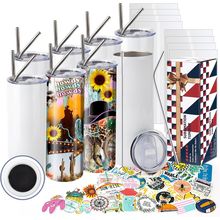 12 Pack 20 Oz Sublimation Tumbler Set Double Walled Stainless Steel Skinny Strai