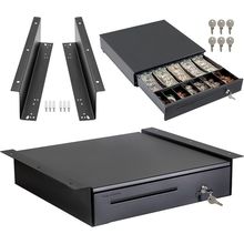Volcora Cash Register Drawer with under Counter Mounting Metal Bracket - 16" Bla