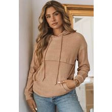 Waffle Knit Kangaroo Pocket Hooded Sweatshirt