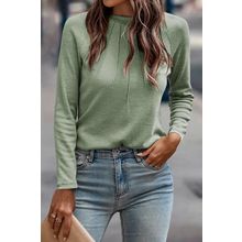 Laurel Green Solid Color Seam Detail Raglan Long Sleeve Top