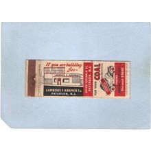 New Jersey Paterson Matchcover Lawrence F Kramer Co 739 Main St~3703
