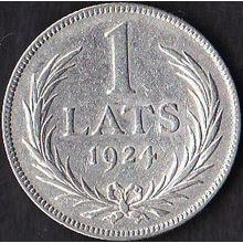 1924 Latvia 1 Lats Silver Coin