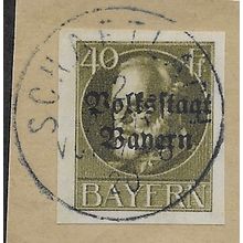 GER (BAVARIA) 1919 40pf KING LUDWIG III' (OVPT)(IMPERFED) FINE USED(EBID65-462)