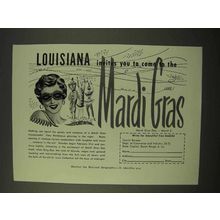 1954 Louisiana Tourism Ad - Invites You To Mardi Gras