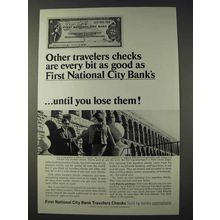 1966 First National City Bank Travelers Checks Ad