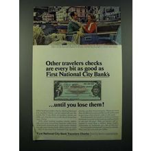 1966 First National City Bank Travelers Checks Ad - Every Bit as Good
