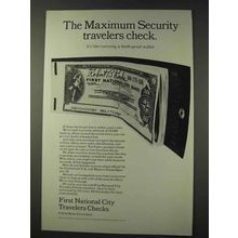 1966 First National City Bank Travelers Checks Ad - Security