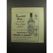 1951 Booth's House of Lords Gin Ad - The one Best Martini