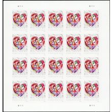 5036 Imperforate Pane ERROR Quilted Hearts With PL# B11111 - Stuart Katz