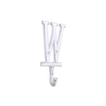 Pack Of 2] Whitewashed Cast Iron Letter W Alphabet Wall Hook 6""