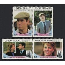 Union Island Royal Wedding Prince Andrew 4v pairs 1986 MNH Sc#228-231