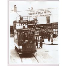 Bristol Tramways Tram Sepia Photograph 10" X 8", approx. 1938 W.D.P. Temple Way