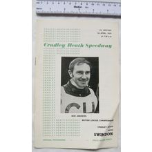 1972 Cradley Heath v Swindon Speedway Programme - 1st April