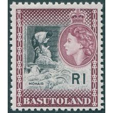 Basutoland 1963 1r black & maroon SG79 unused