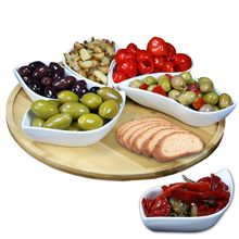 Elama Signature Modern 13.5 Inch 7pc Lazy Susan Appetizer and Condiment Serve...