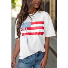 White Flag Bow Graphic Crewneck Tee