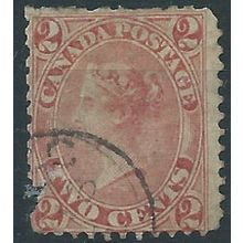 Canada (Colony Of) 1864 SG45 2c Bright Rose Good Filler (Pull at left).. ..