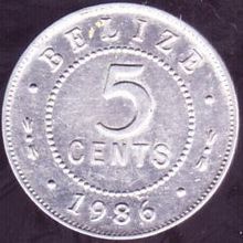 1986 Belize 5 Cents Coin
