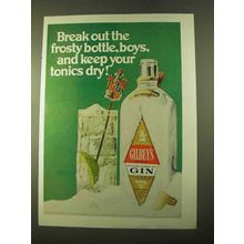 1970 Gilbey's Gin Ad - Break Out Frosty Bottle, Boys!