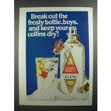 1970 Gilbey's Gin Ad - Keep Your Collins Dry!