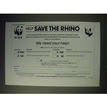 1989 World Wildlife Fund Ad - Help save the Rhino