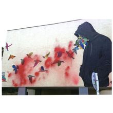 Hoody Mob Thug Sneezing Coughing Up Blood Street Art Graffiti Postcard