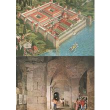 Tourists at Diocletian Roman Emperor Temple & Aerial 2x Postcard s