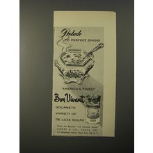 1954 Bon Vivant Soups Ad - Prelude to perfect dining