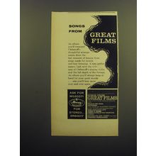 1958 Mercury Records Advertisement - Songs from Great Films