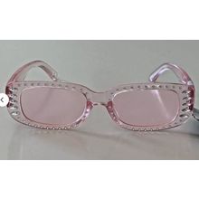 Pink Rectangle Sunglasses, West Loop 59943 PNK VL Pink Lens Jeweled Rhinestones