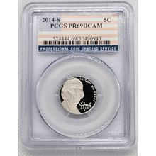 2014-S Proof Jefferson Nickel (5C) PCGS PR69DCAM-American Flag Label