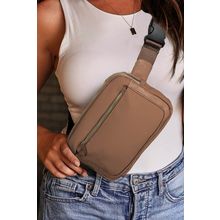 Camel Minimalist Multi-zipped Crossbody Bag