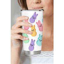 White Cute Bunny Printed Stainless Steel Thermal Vacuum Cup 20oz