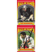 TED HENDRICKS & BUCK BUCHANAN AUTO 1990 RAIDERS & CHIEFS HOF SB CHAMPION DEFENSE