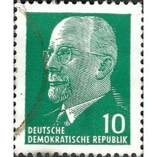 DDR, Walter Ernst Paul Ulbricht, 2nd president, green 1961, 10pf, #3